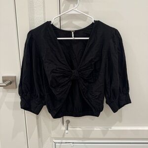Never Worn: YFB Sz M Linen Cropped Black Women's Top